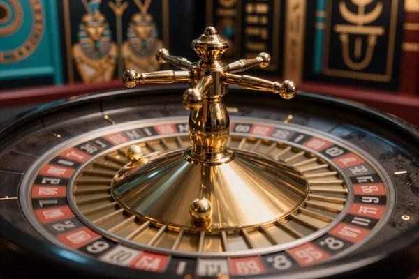 Live-Roulette-Rad dreht sich mit goldener Kugel im Live Casino von Cleobetra Casino